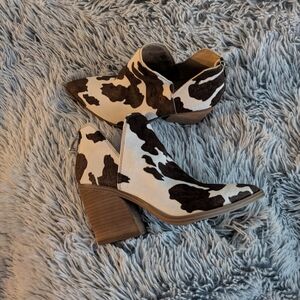 Steve Madden Cow Print Brown and White Ankle Booties